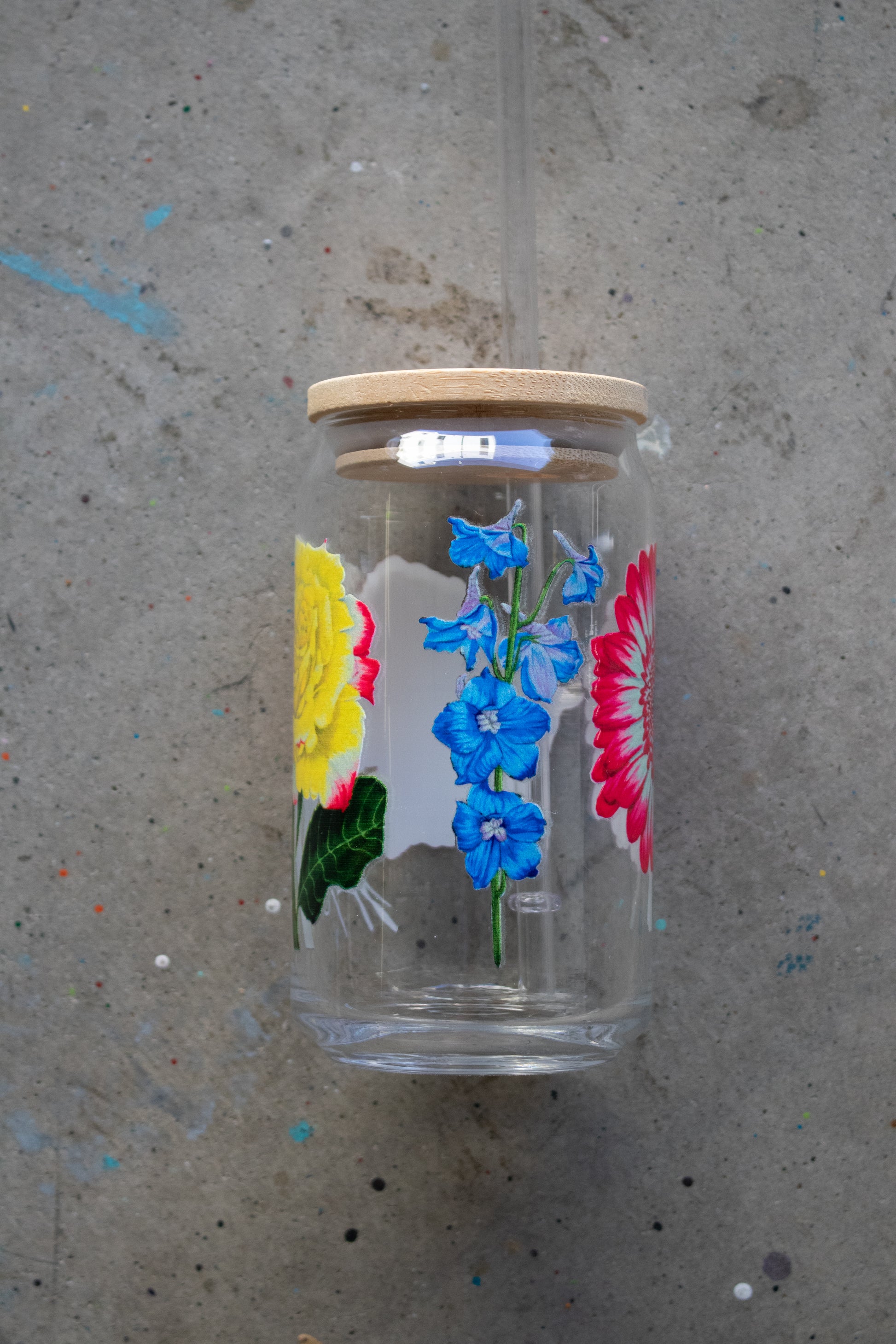 Flower Collection Glass Cup for IVL's, water, etc, 16oz