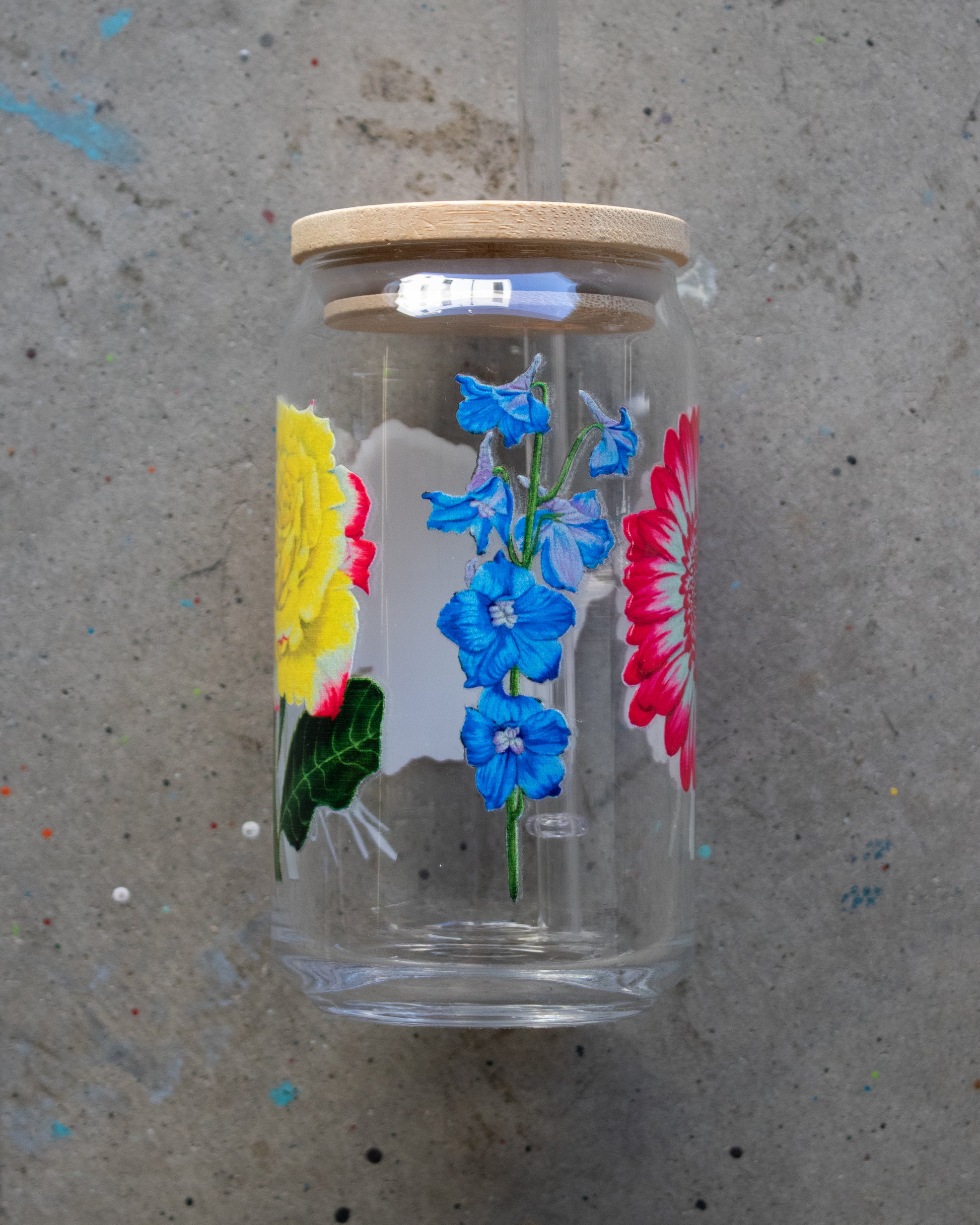 Flower Collection Glass Cup for IVL's, water, etc, 16oz