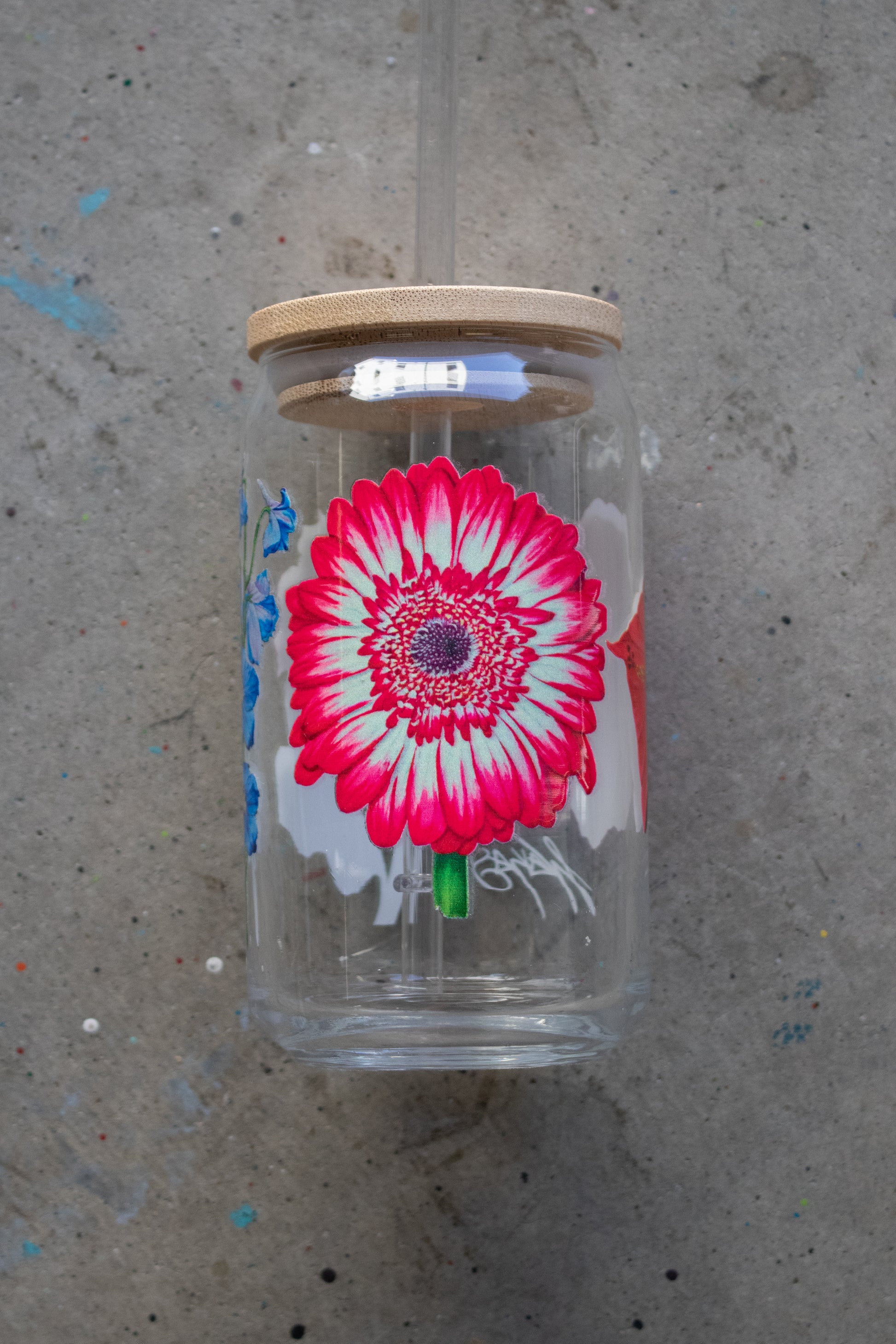 Flower Collection Glass Cup for IVL's, water, etc, 16oz