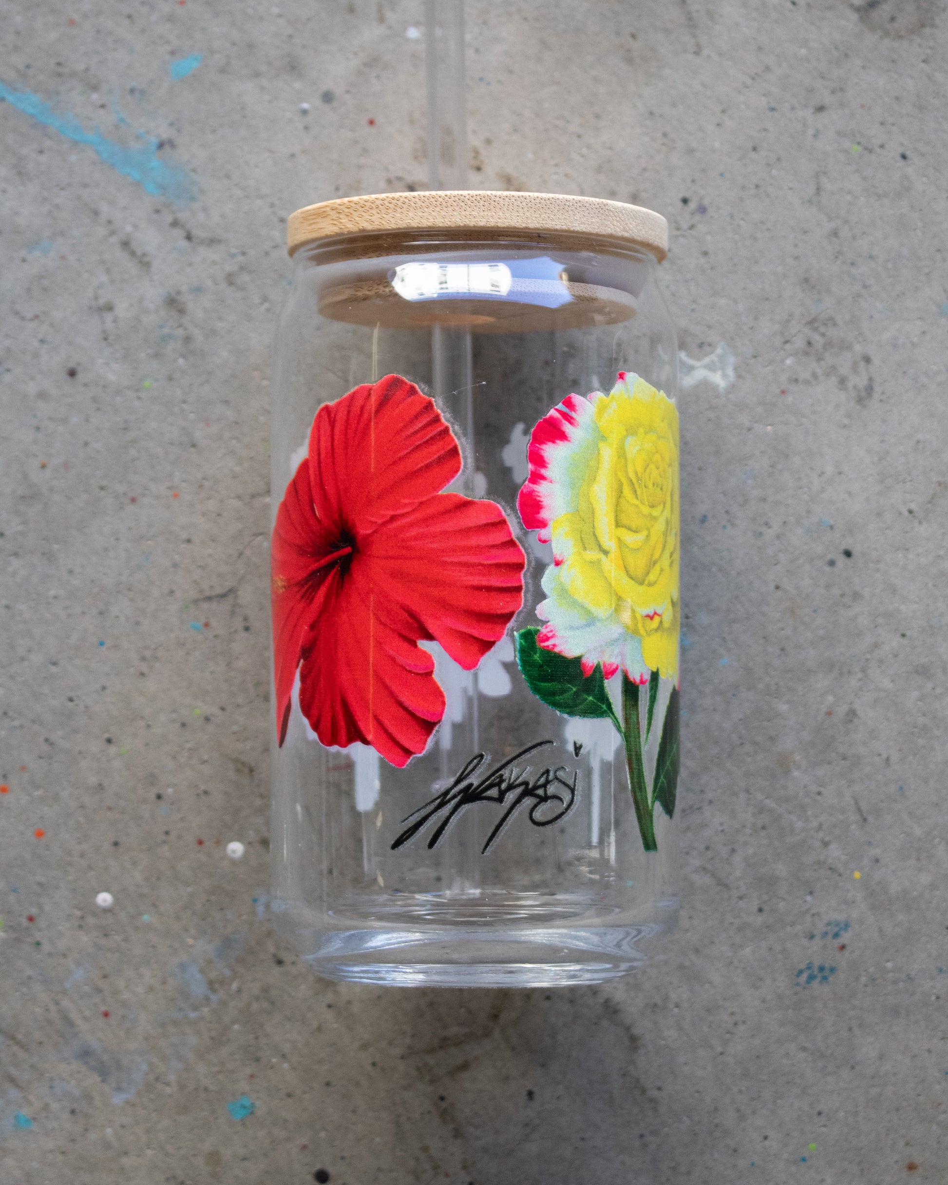 Flower Collection Glass Cup for IVL's, water, etc, 16oz