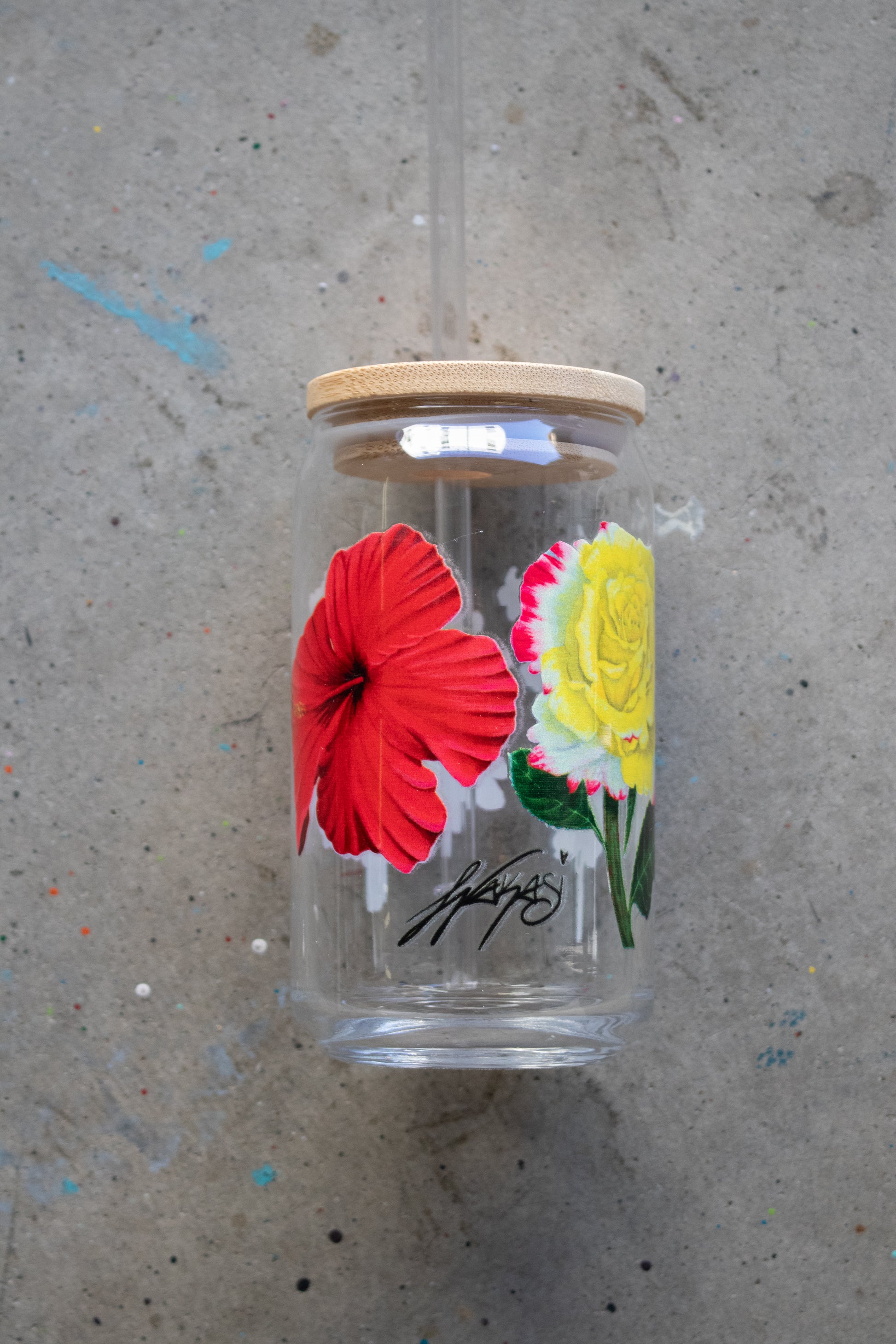 Flower Collection Glass Cup for IVL's, water, etc, 16oz