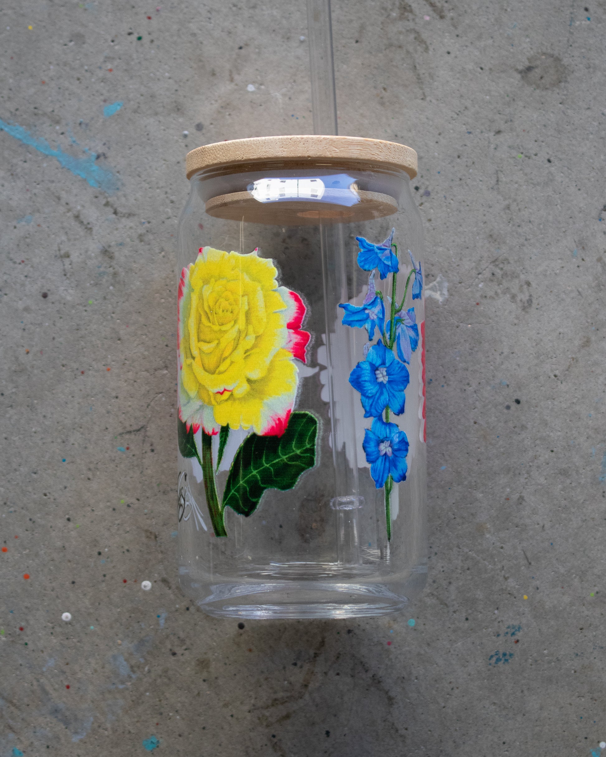 Flower Collection Glass Cup for IVL's, water, etc, 16oz