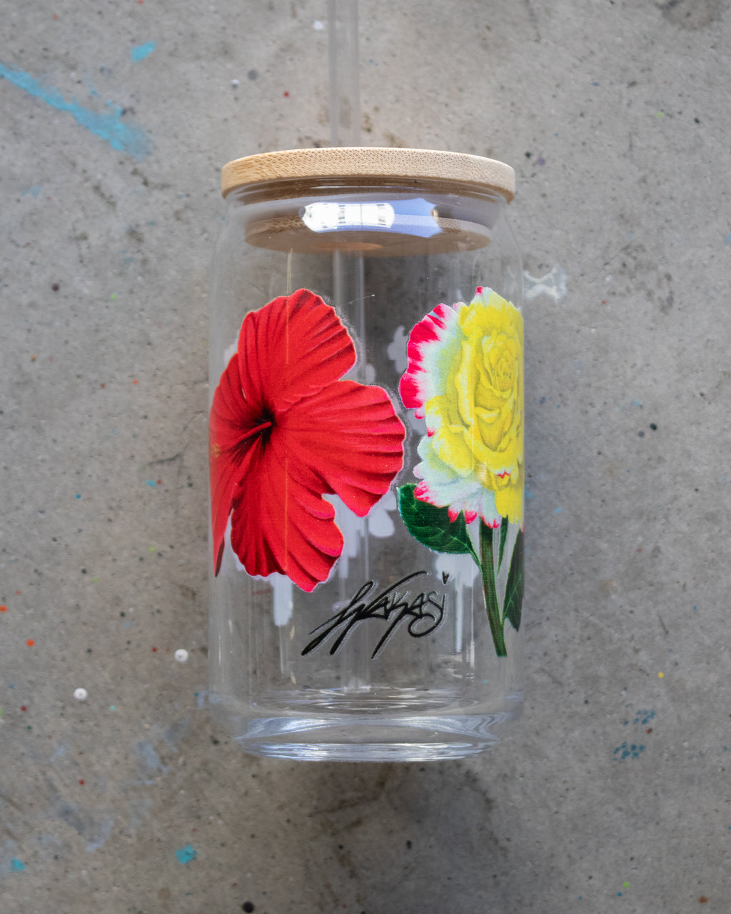 Flower Collection Glass Cup for IVL's, water, etc, 16oz