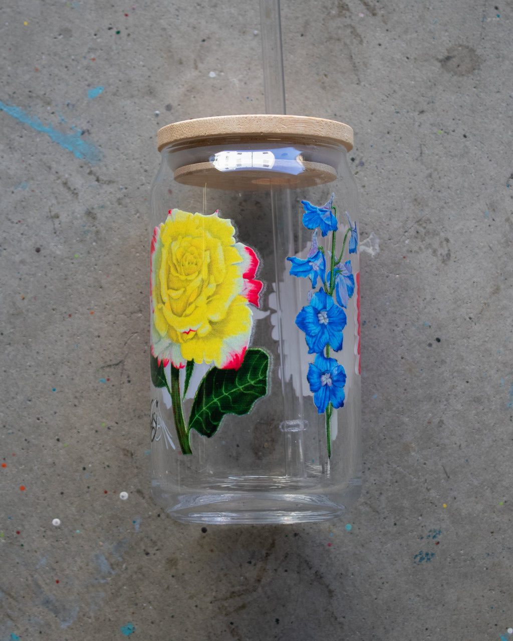 Flower Collection Glass Cup for IVL's, water, etc, 16oz